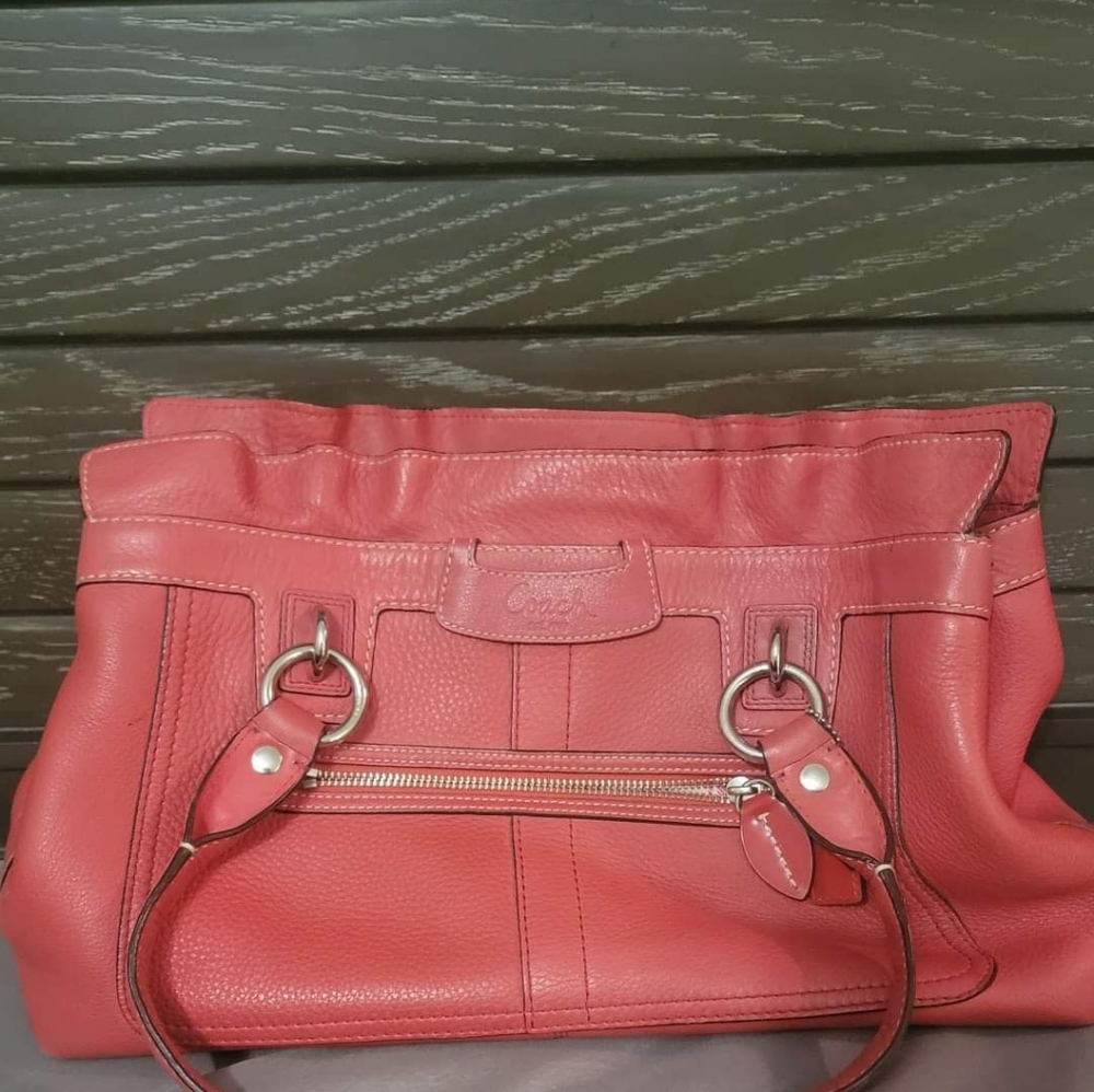 Coach red leather handbag
